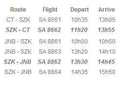 skukuza schedule